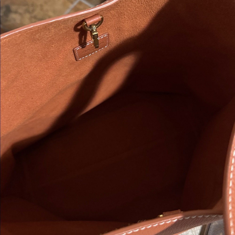 Monogram Cognac Leather Shoulder Tote - Picture 2 of 2